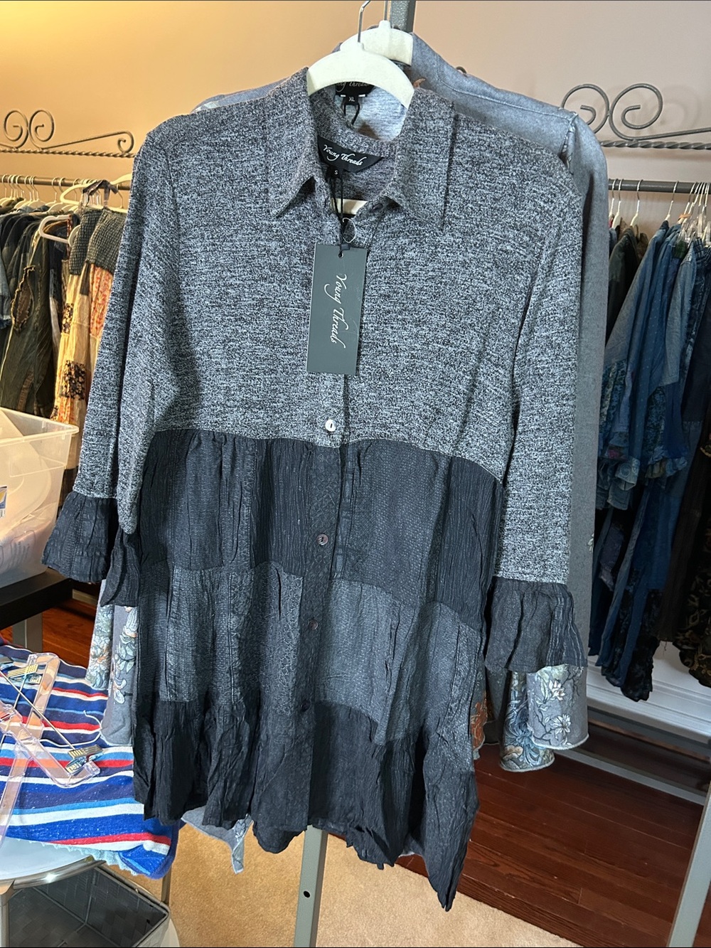 YOUNG THREADS NWT DRESS BLACK Charcoal SM